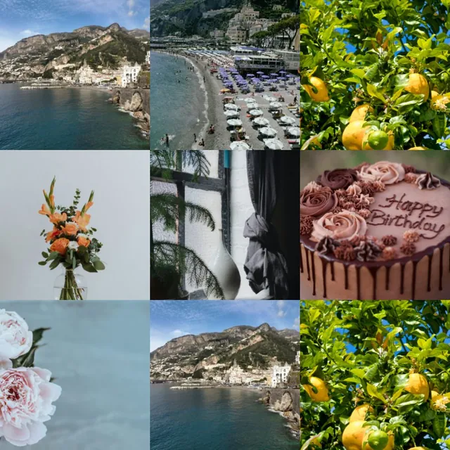 A seamless 3 by 3 grid of nine photos
